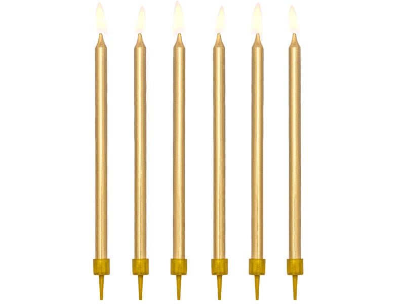 Gold Birthday - Pack de 12 bougies d'anniversaire PartyDeco 