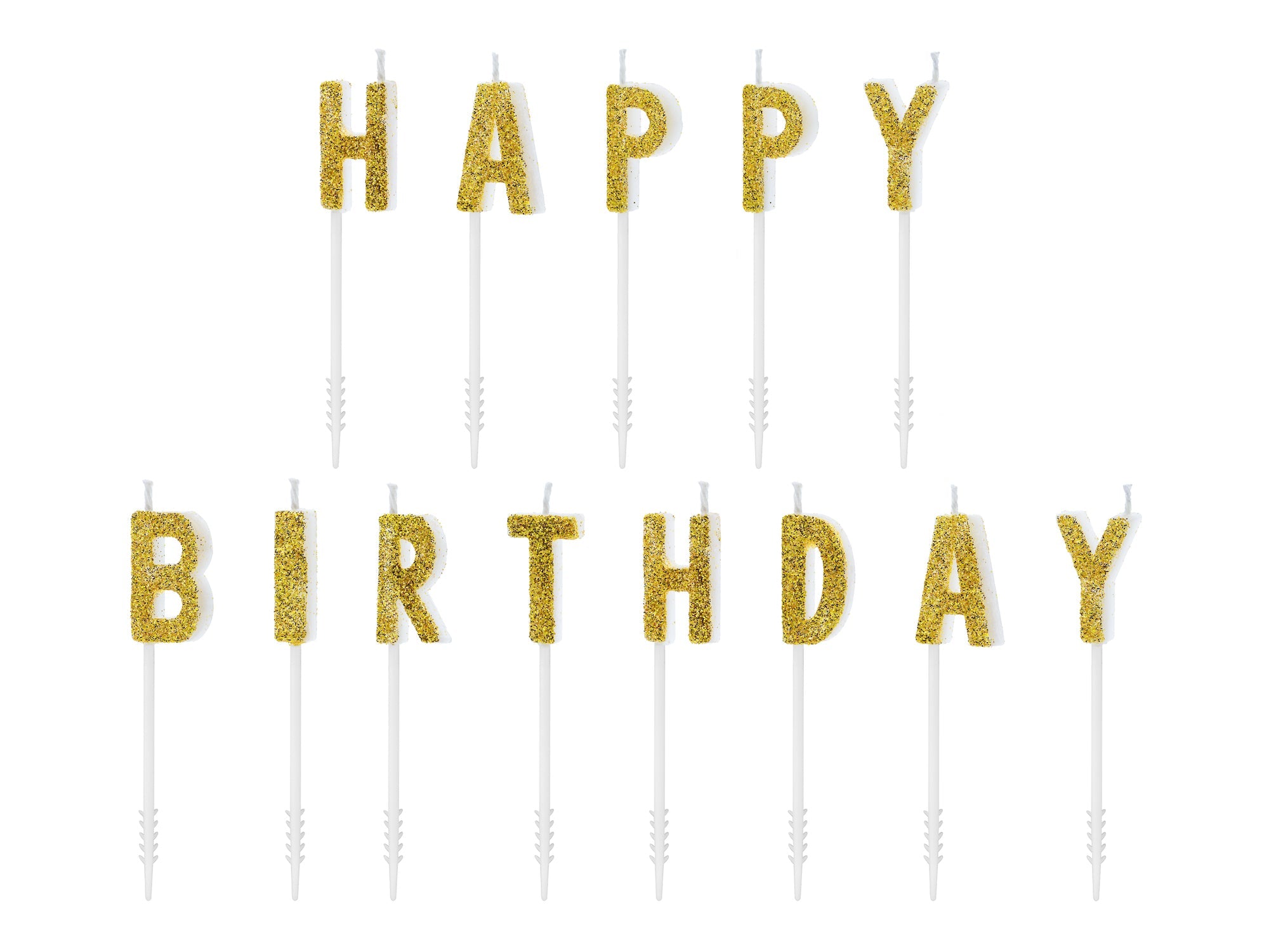 Happy Birthday Gold - Pack de 13 bougies d'anniversaire PartyDeco 