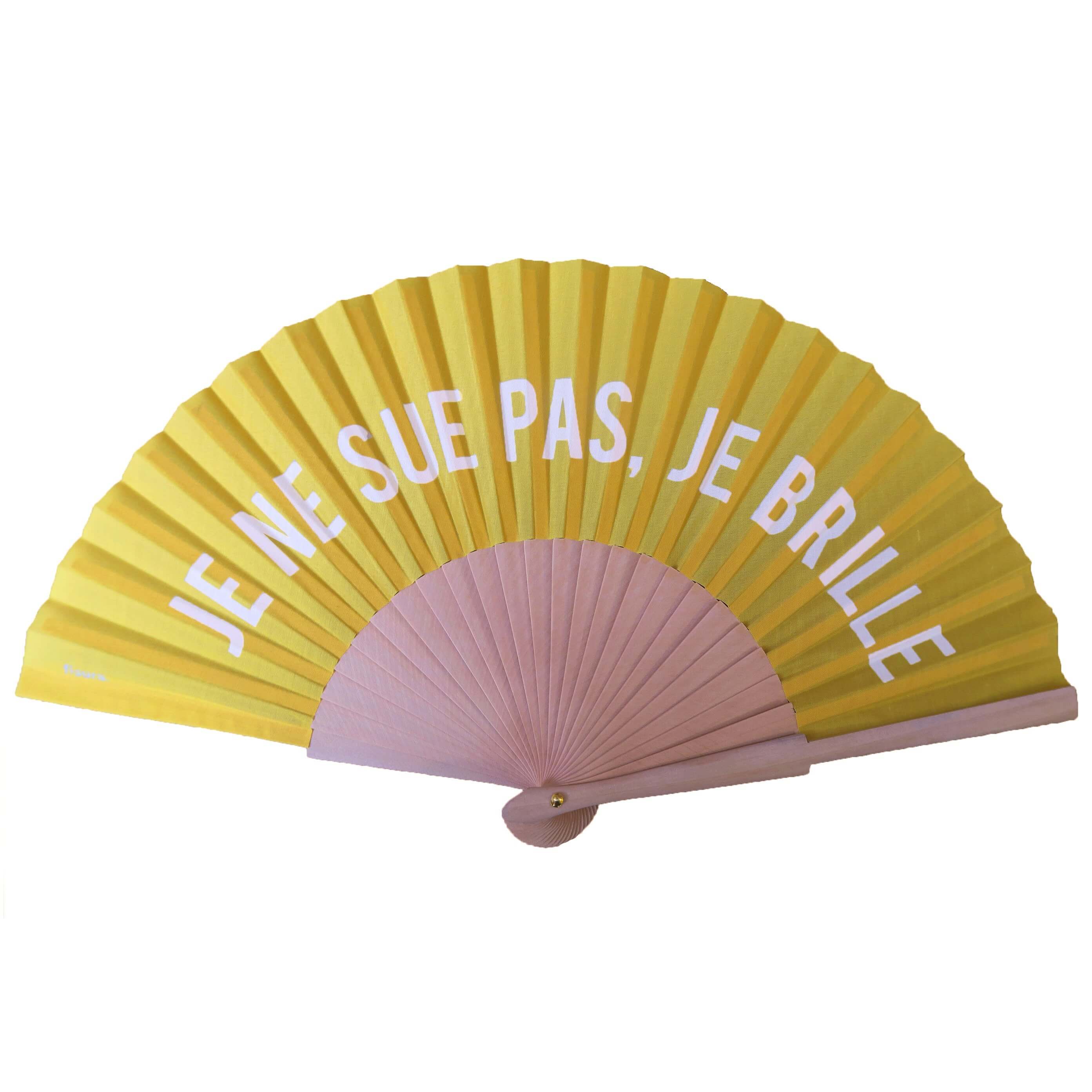 Je ne sue pas, je brille - Eventail bois et tissus Fisura 