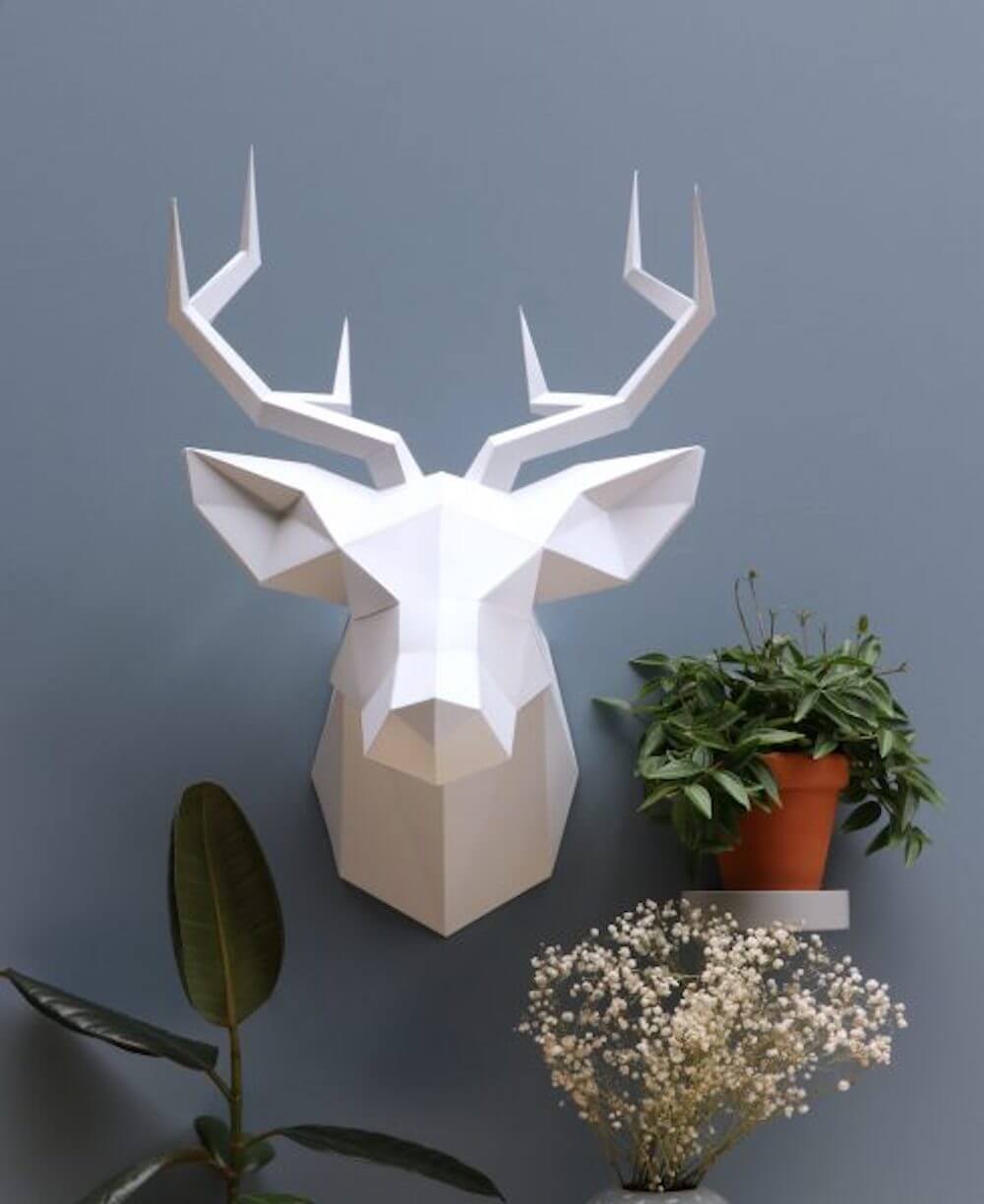 Paper Deer - Trophée en papier Assembli Bright White 