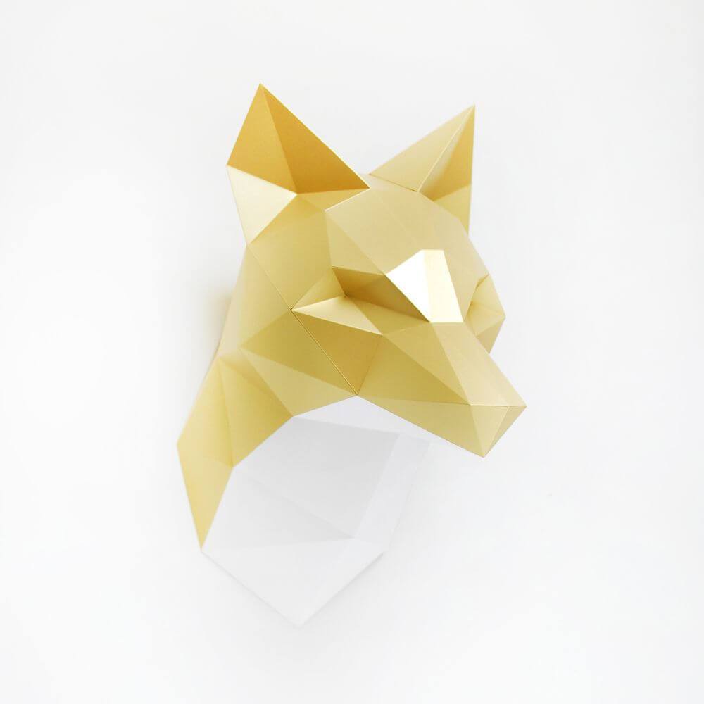 Paper Fox - Trophée en papier Assembli Satin Gold 