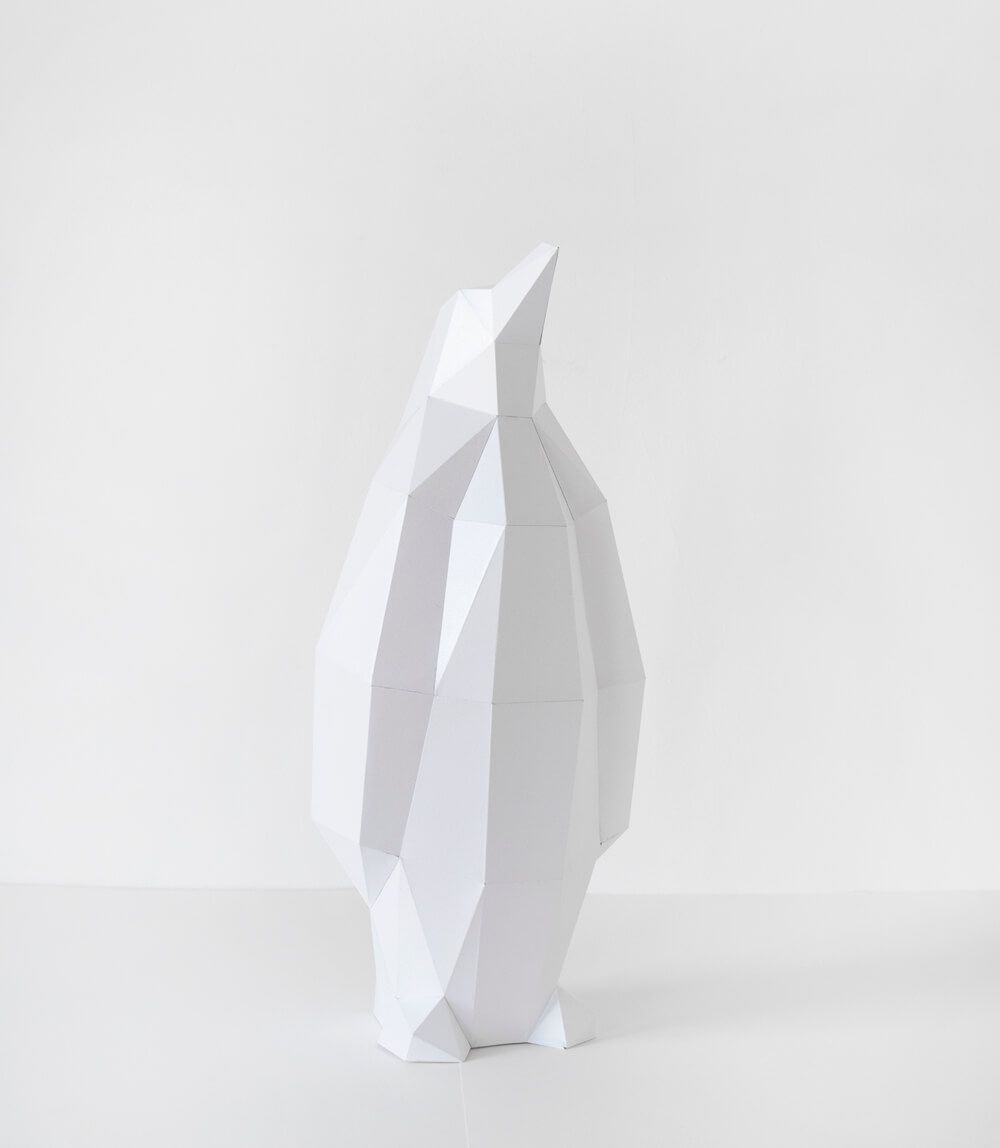 Paper Penguin - Statue en papier Assembli Ice white 