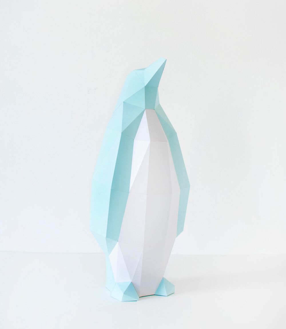 Paper Penguin - Statue en papier Assembli Soft Mint 