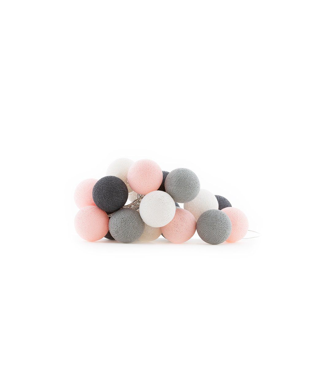 Pink Grey - Guirlande lumineuse Guirlandes et cordons lumineux Cotton Ball Lights 