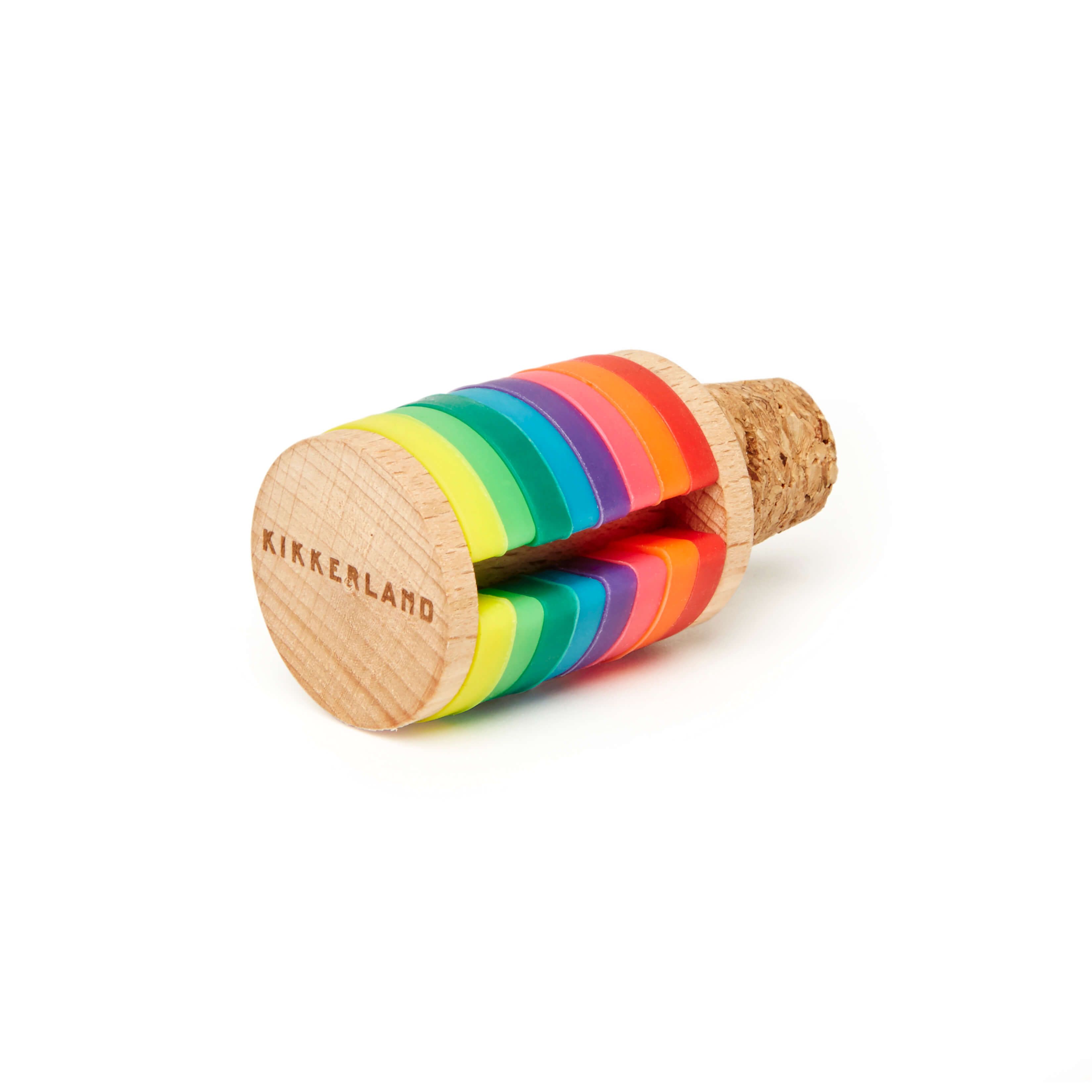 Rainbow Wine - Bouchon + marque-verres x8 Kikkerland 