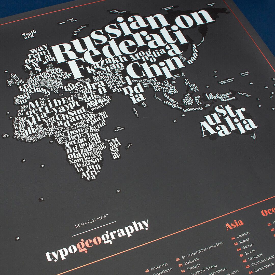 Typogeography Scratch Map - Carte à gratter Luckies of London 