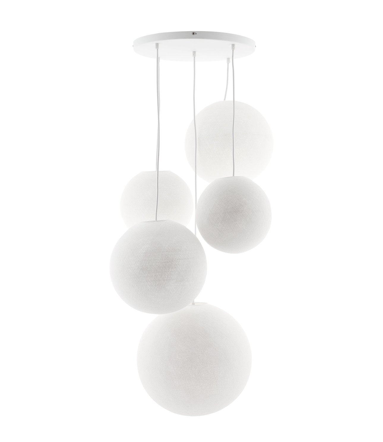 White - Suspension 5 globes Cotton Ball Lights 